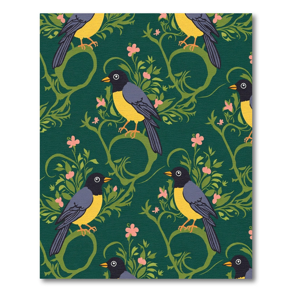 Charming Birds Floral Garden Emerald Rug