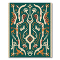 Teal Orange Abstract Tribal Floral Rug