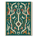 Teal Orange Abstract Tribal Floral Rug