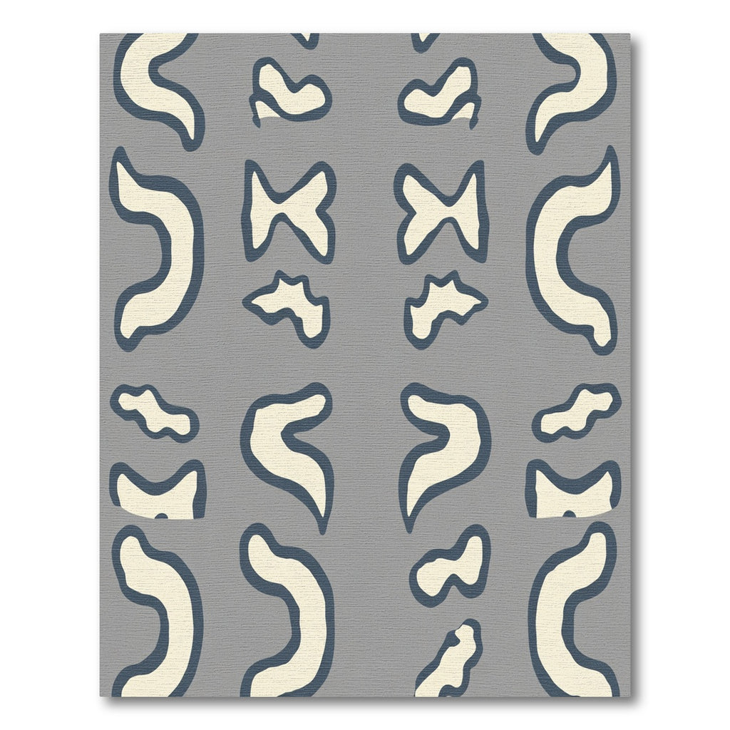 Organic Cream Blue Abstract Shapes Rug