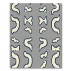 Organic Cream Blue Abstract Shapes Rug