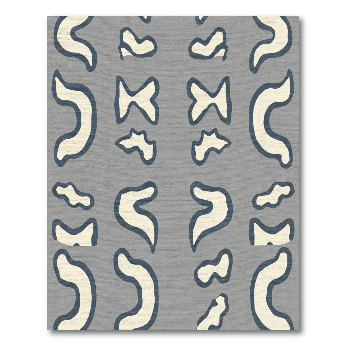 Organic Cream Blue Abstract Shapes Rug