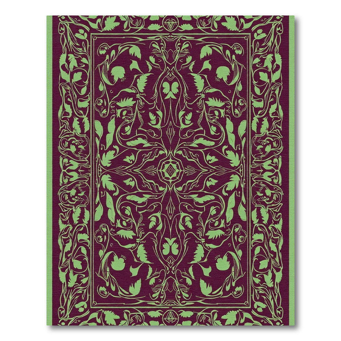 Plum Vine Scrollwork Botanical Rug