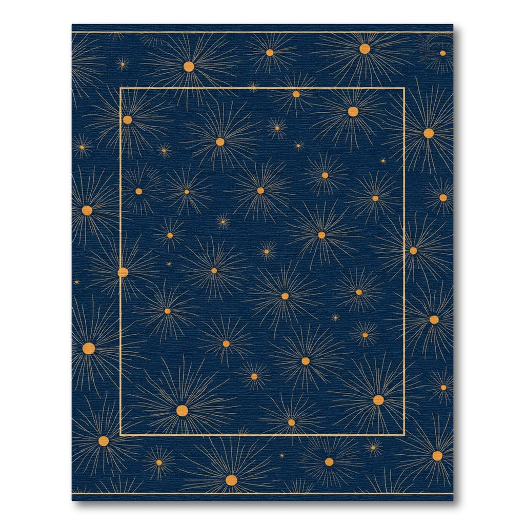 Navy Gold Burst Starburst Medallion Rug