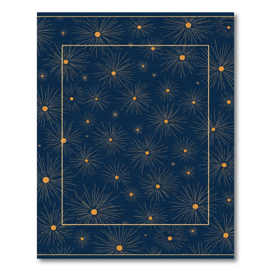 Navy Gold Burst Starburst Medallion Rug