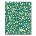 Teal Cream Floral Botanical Vine Rug