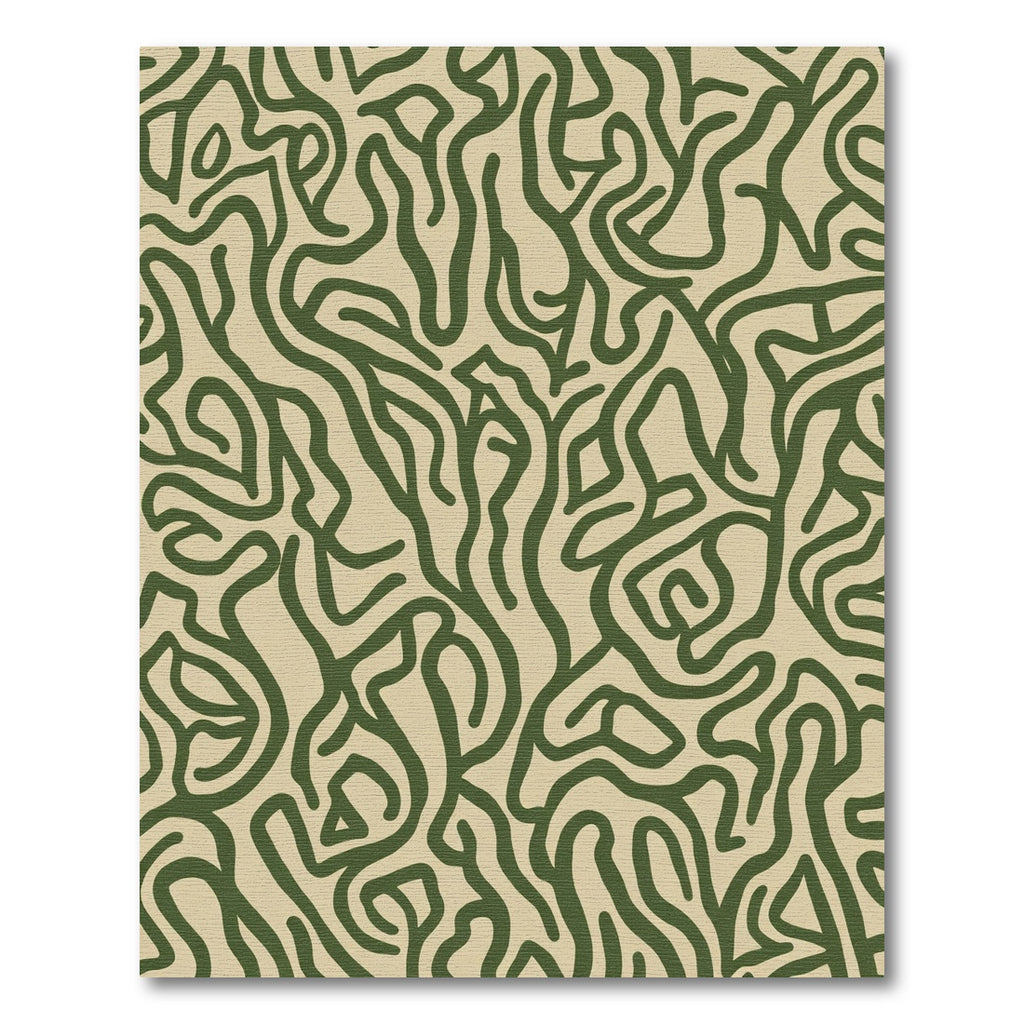 Olive Green Abstract Organic Flow Rug