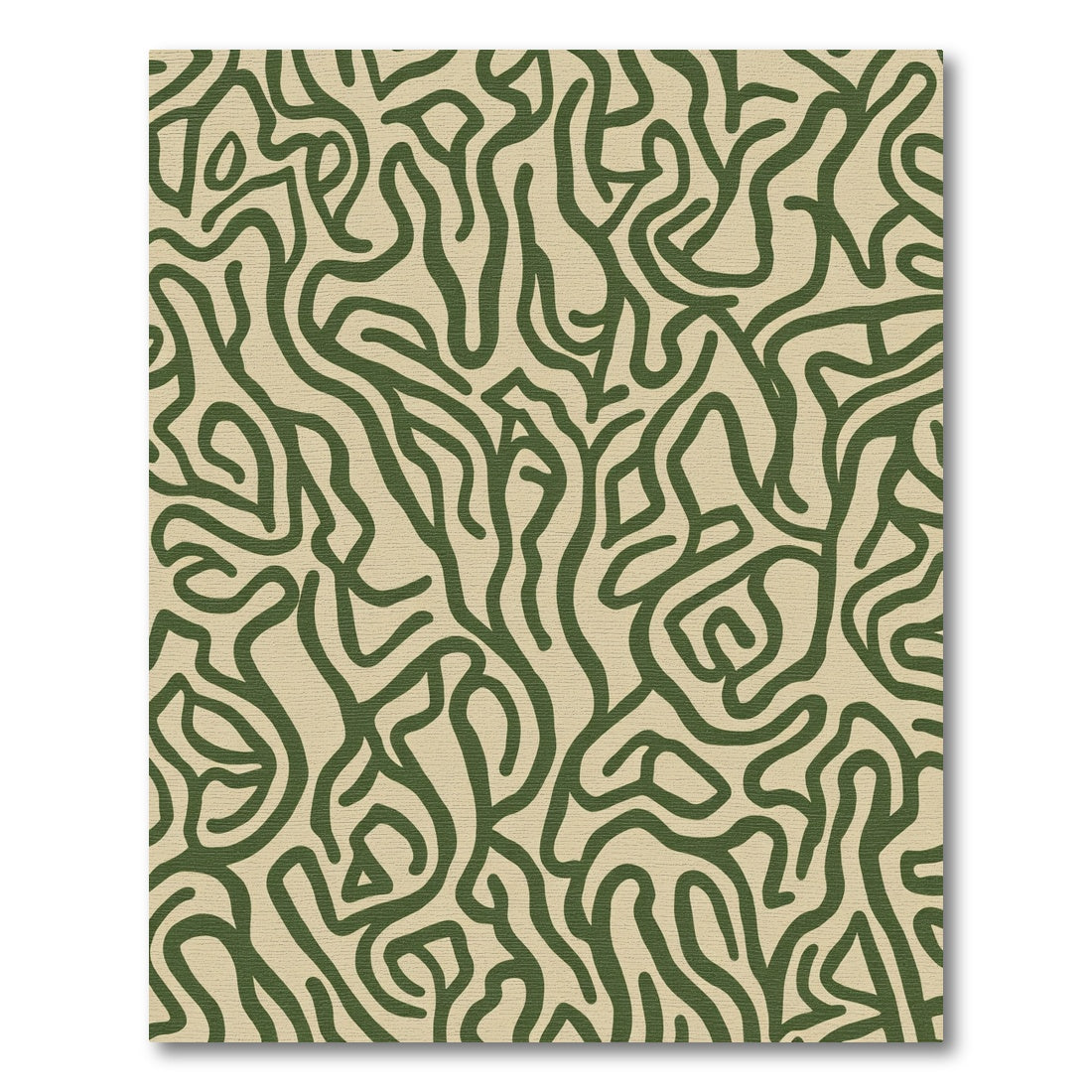 Olive Green Abstract Organic Flow Rug