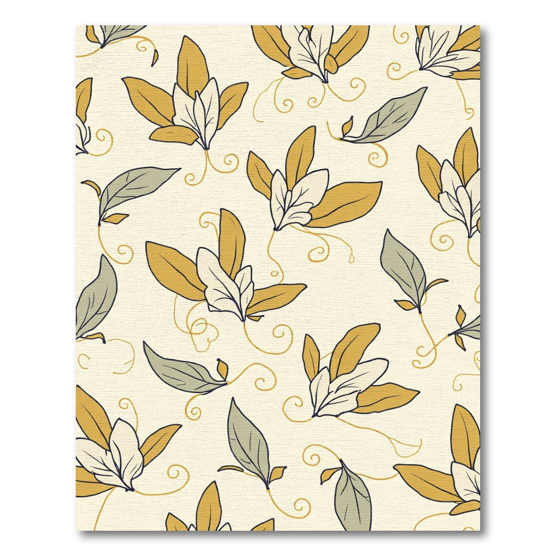 Golden Ochre Leaf Swirl Arrangement Rug
