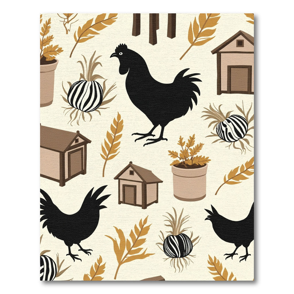 Farmhouse Rooster Chicken Barn Graphic Rug