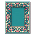 Turquoise Pink Ivory Floral Scroll Rug