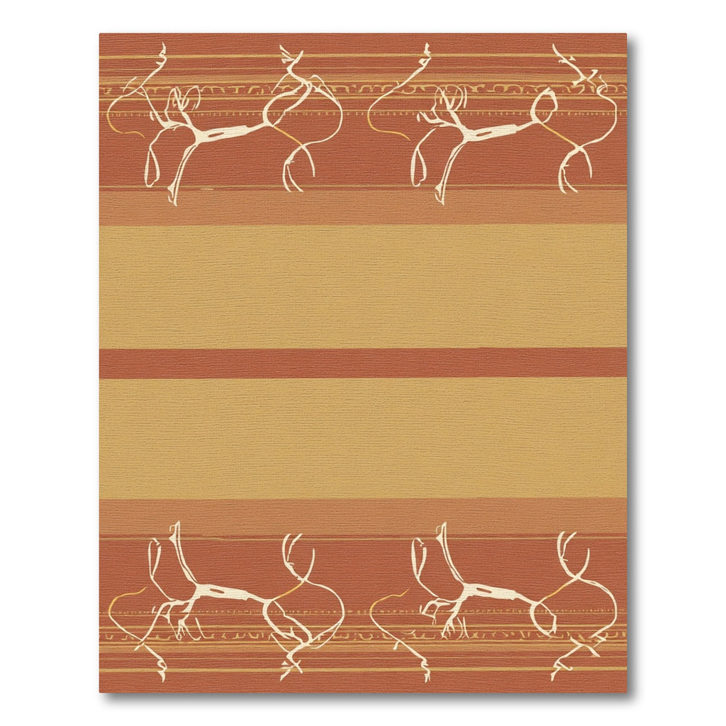 Terracotta Warm Abstract Horse Border Rug