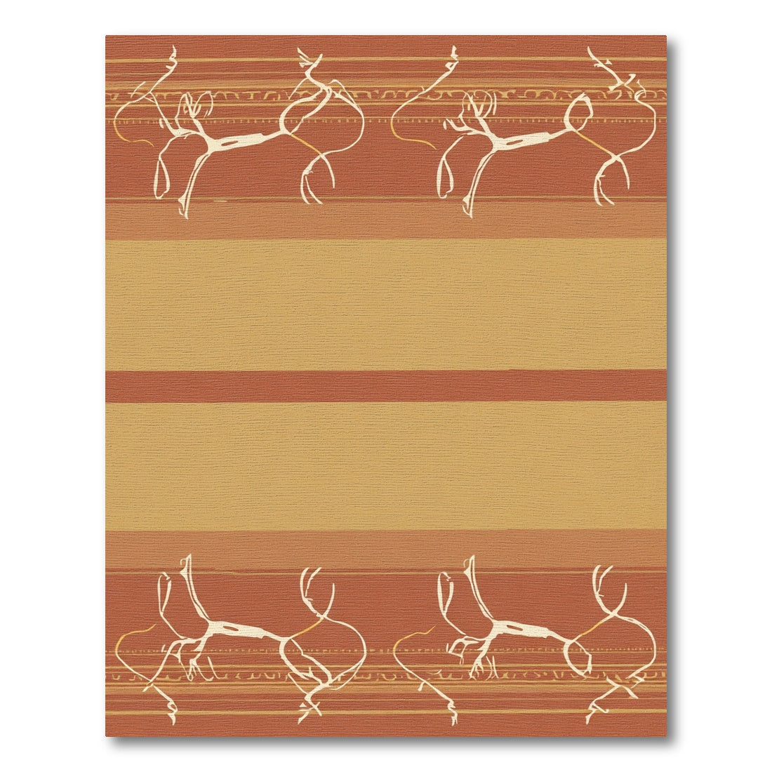 Terracotta Warm Abstract Horse Border Rug