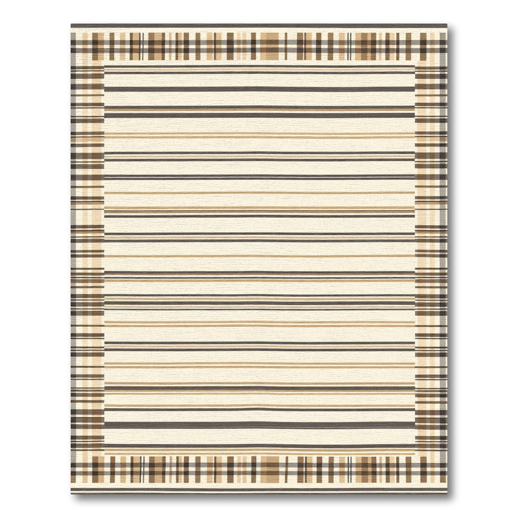 Tartan Stripe Border Cream Rug