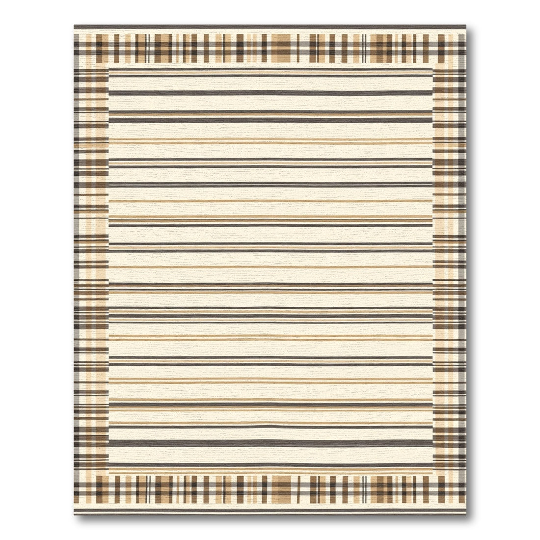 Tartan Stripe Border Cream Rug