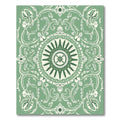 Sage Green Floral Medallion Scrollwork Rug