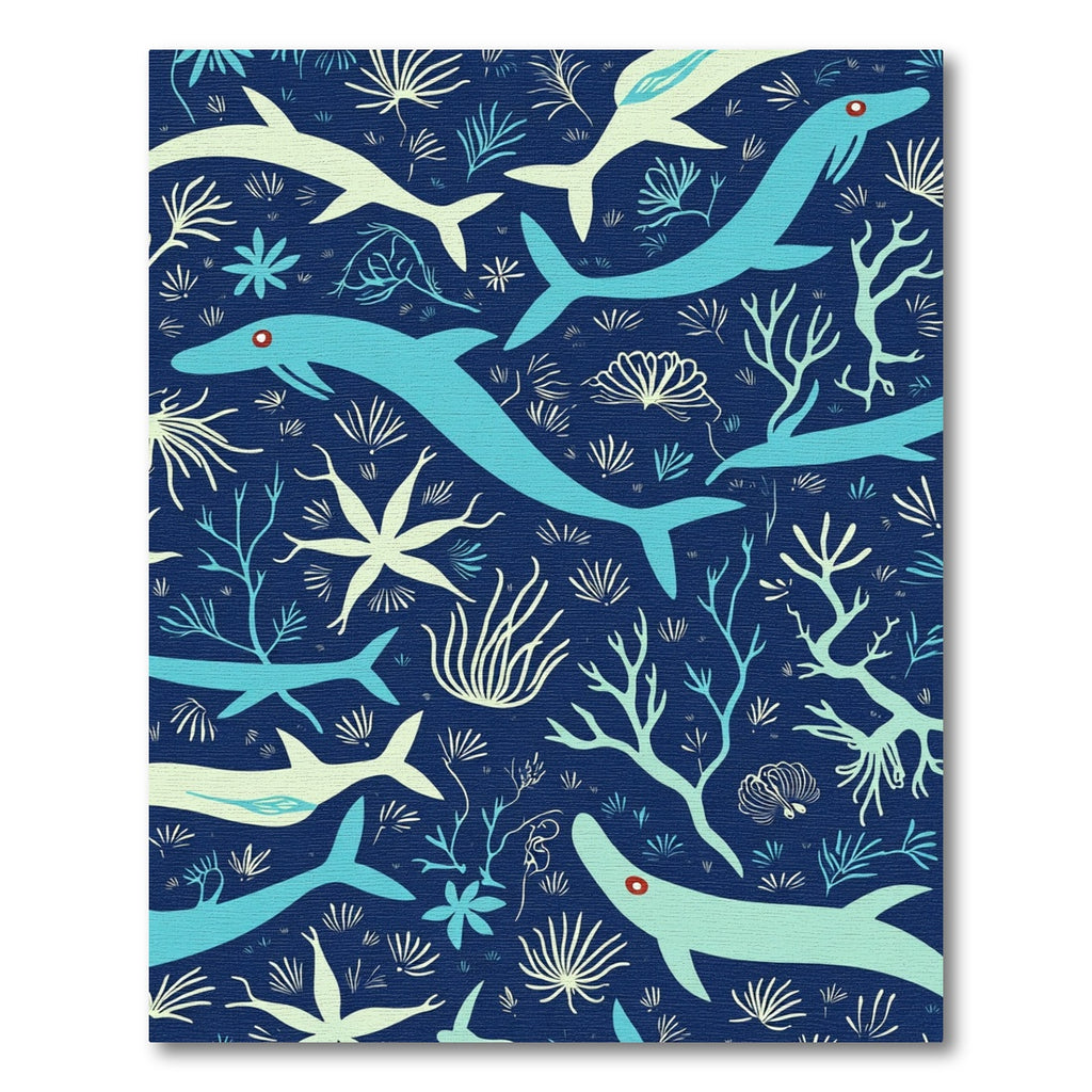 Oceanic Dolphins Coral Underwater Scene Rug