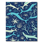 Oceanic Dolphins Coral Underwater Scene Rug