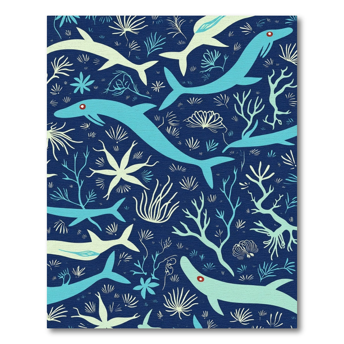 Oceanic Dolphins Coral Underwater Scene Rug