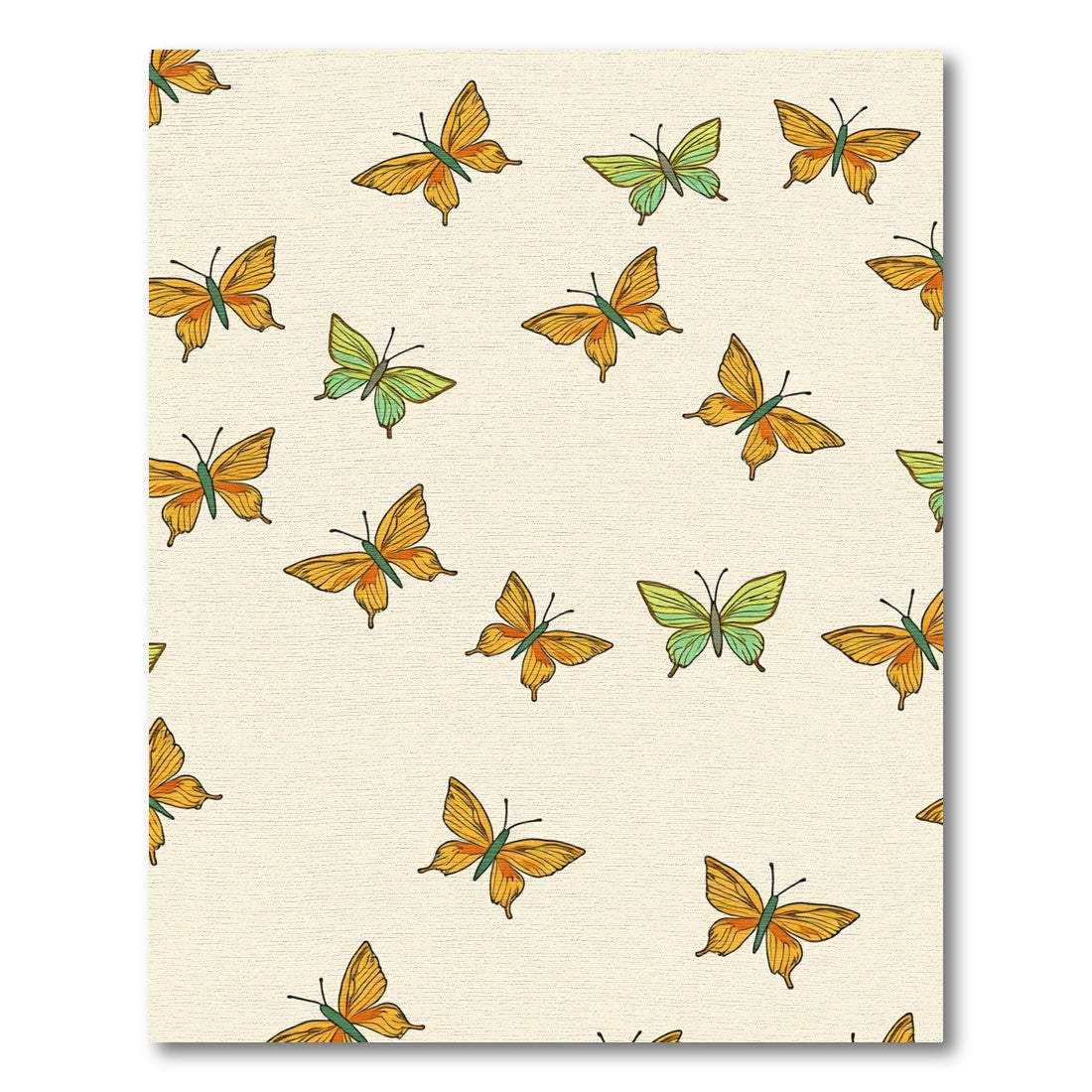 Golden Orange Green Butterfly Medley Rug