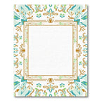 Earthy Teal Botanical Border Rug