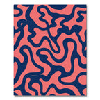 Coral Navy Flowing Organic Abstract Rug