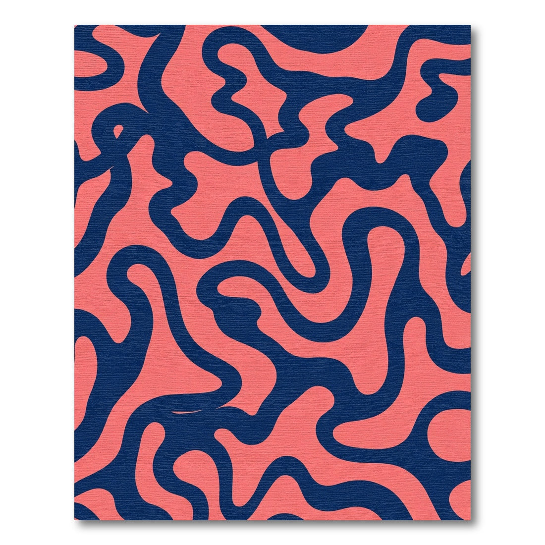 Coral Navy Flowing Organic Abstract Rug