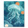 Aqua Jellyfish with Orange Orbs Rug