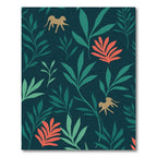 Gold Monkeys Coral Leaves Tropical Jungle Rug