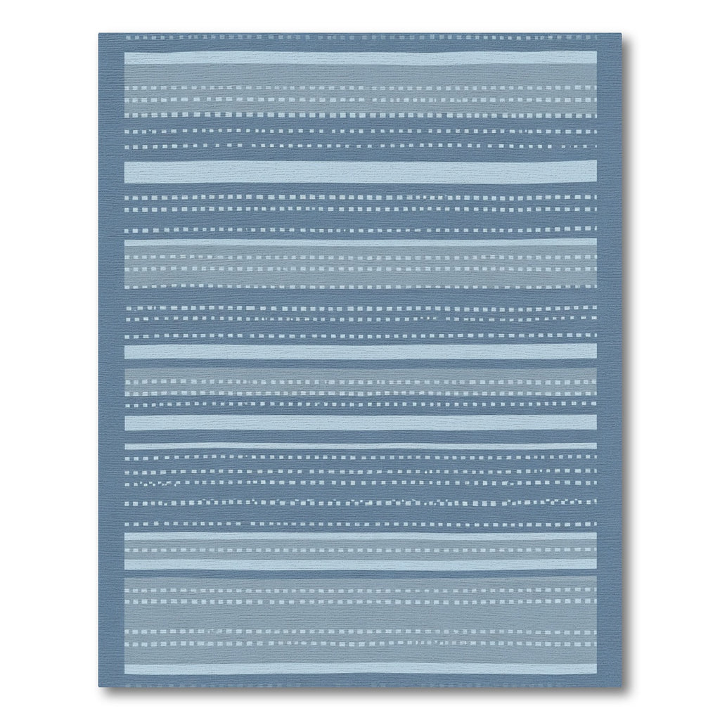 Muted Blue Horizontal Stripe Accent Rug