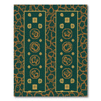 Deep Emerald Gold Bloom Columns Rug
