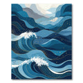 Oceanic Blue Wavy Mountains with Gold Rug