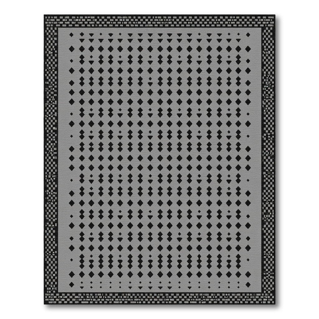 Geometric Gray Diamond Cascade Rug