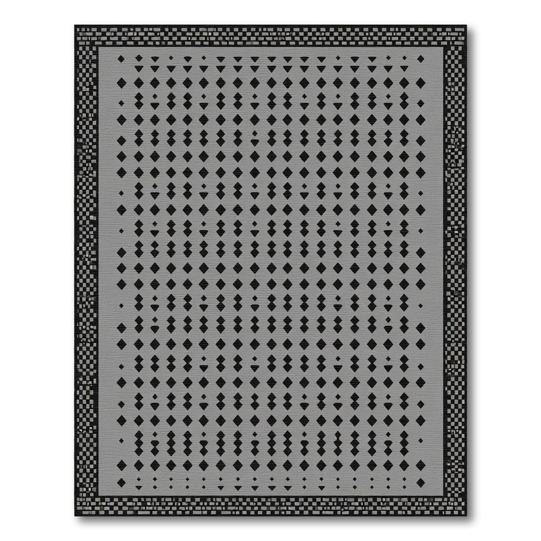 Geometric Gray Diamond Cascade Rug