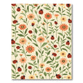 Red Ladybug Floral Garden Print Rug