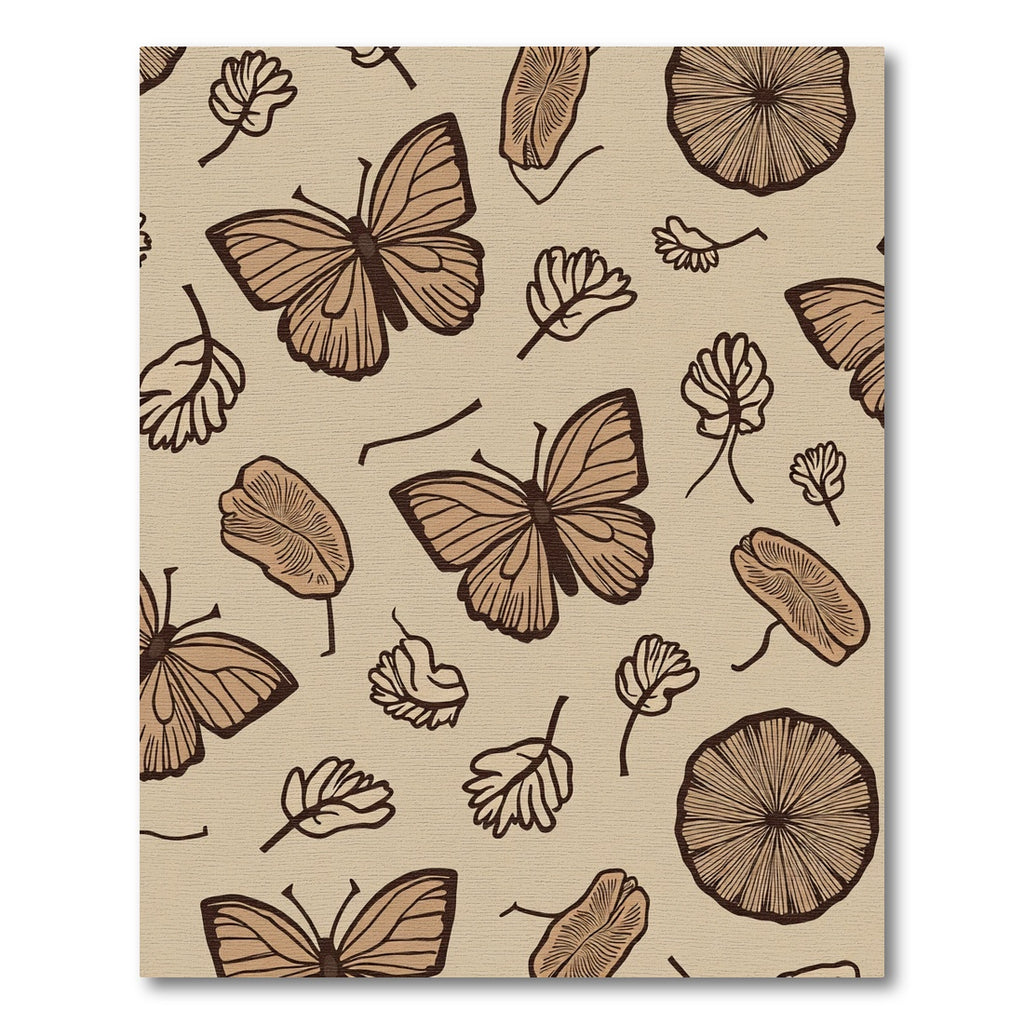 Earthy Butterflies Leaves Medallions Rug
