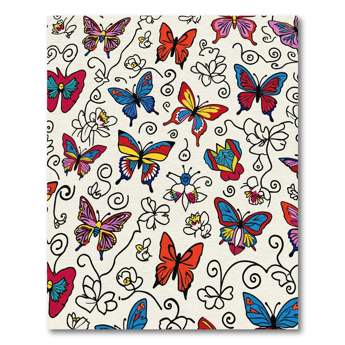 Colorful Fluttering Butterfly Garden Rug