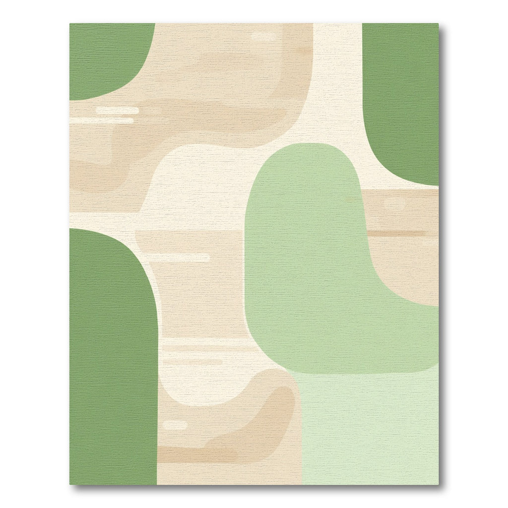 Soft Green Abstract Organic Shapes Rug