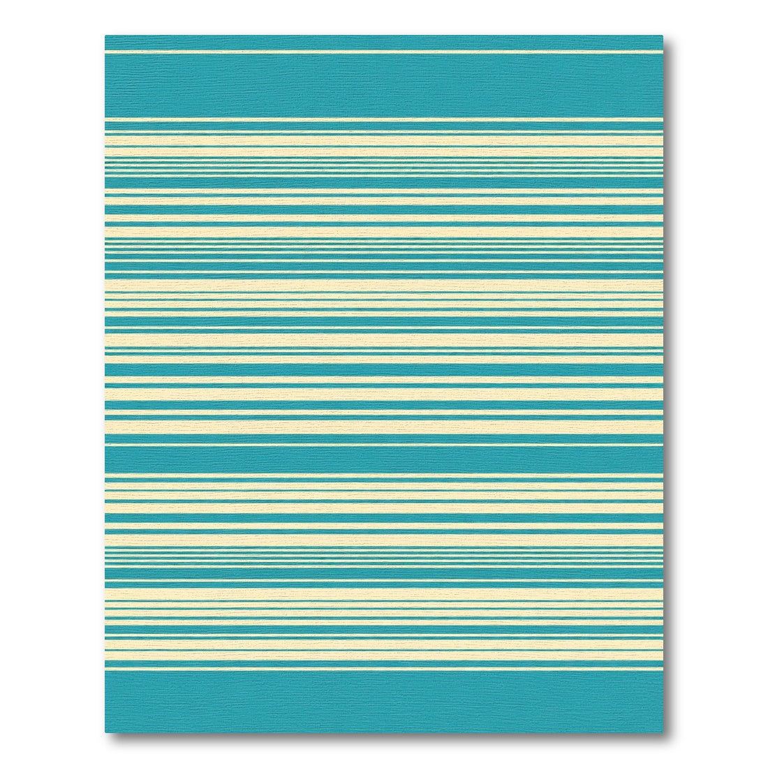 Aqua Cream Horizontal Stripe Rug