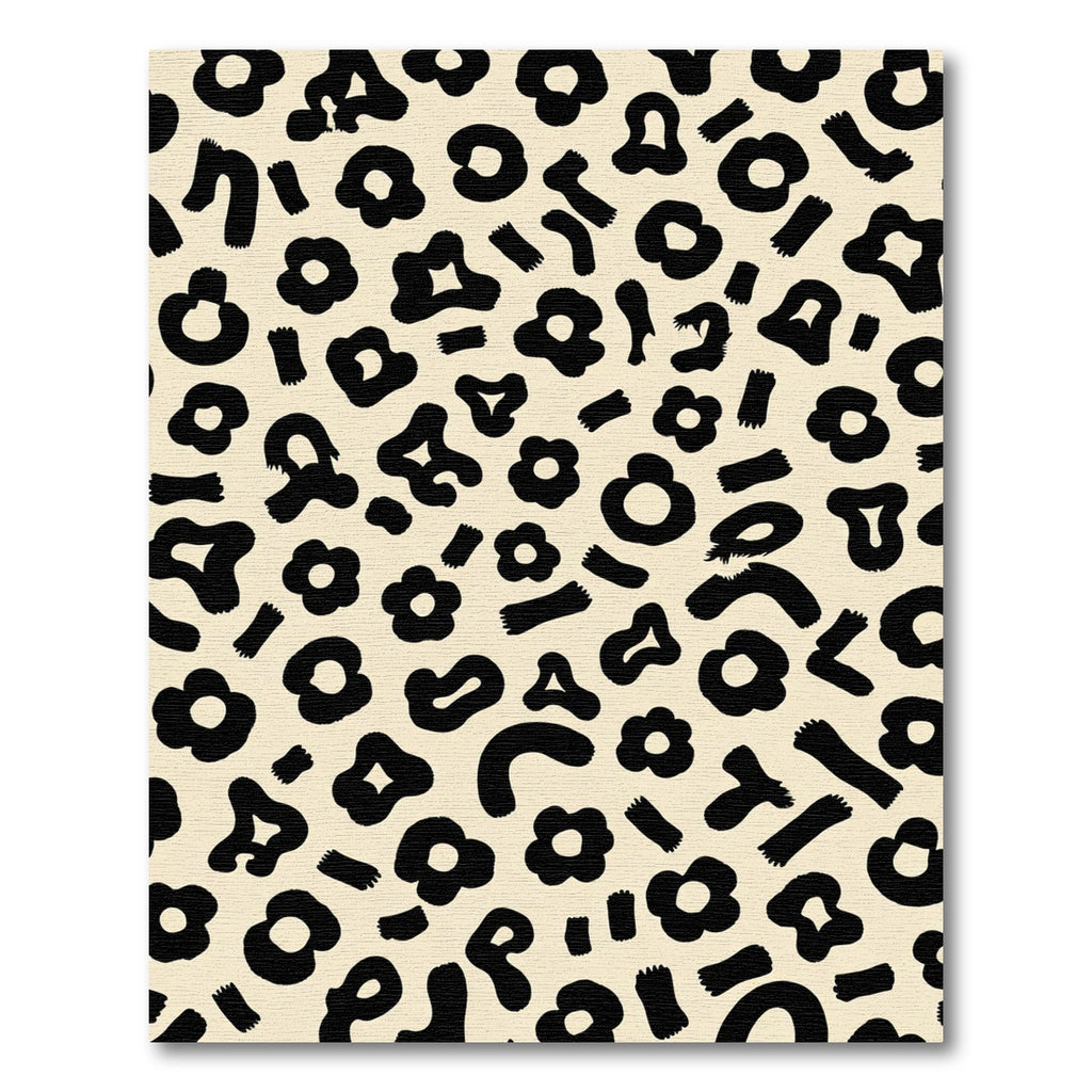 Black Floral Leopard Print Rug