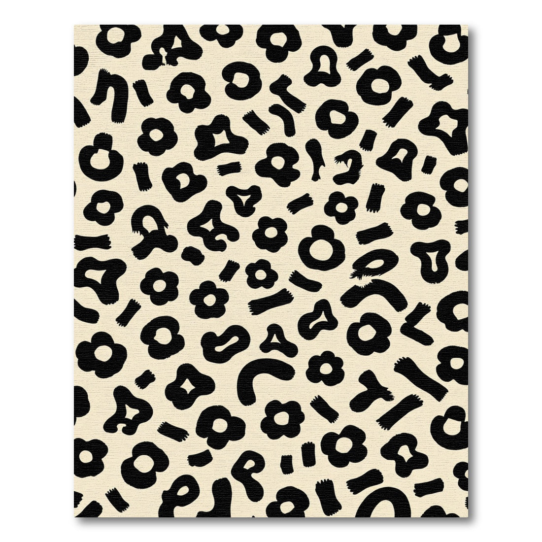 Black Floral Leopard Print Rug