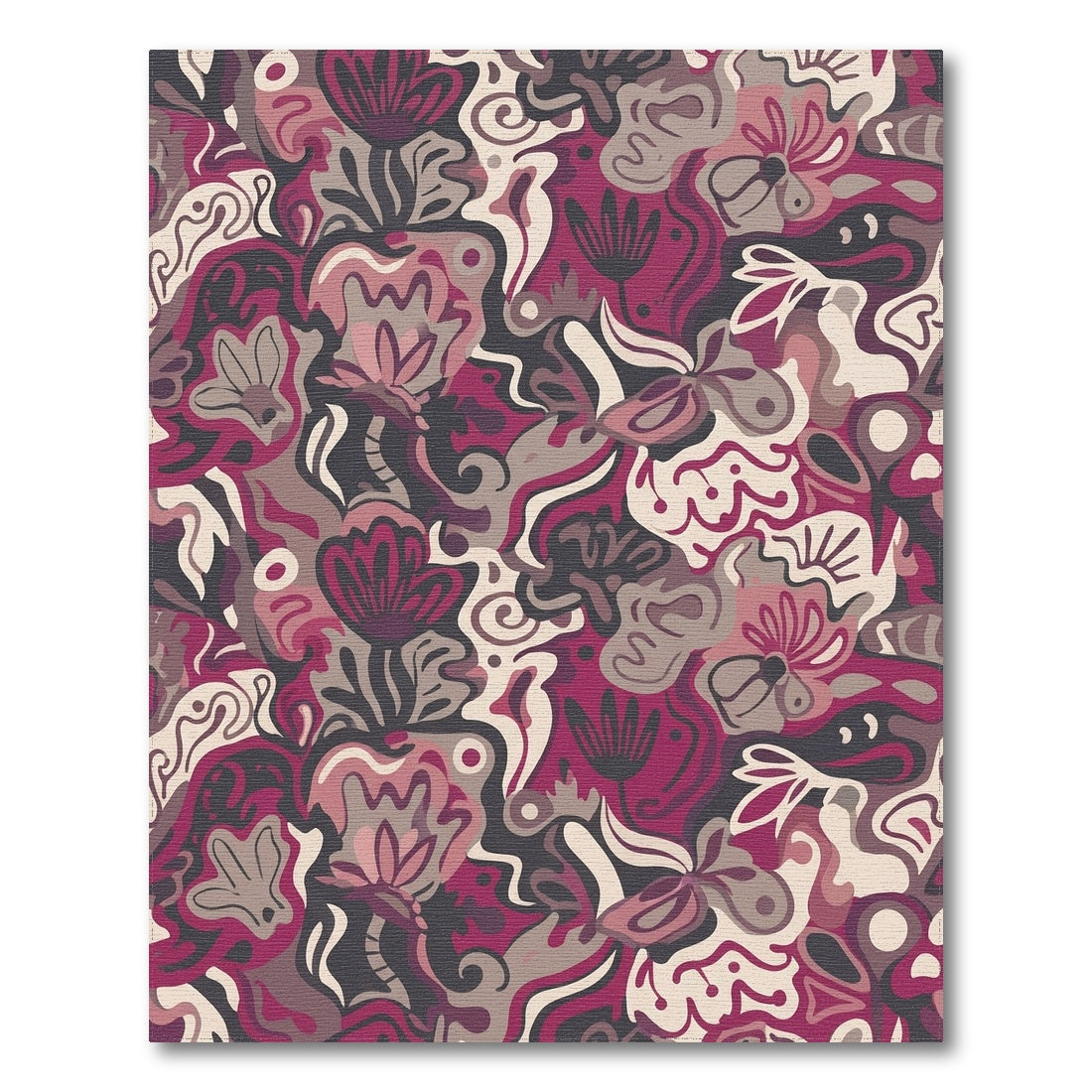 Bold Plum Floral Swirl Abstract Rug
