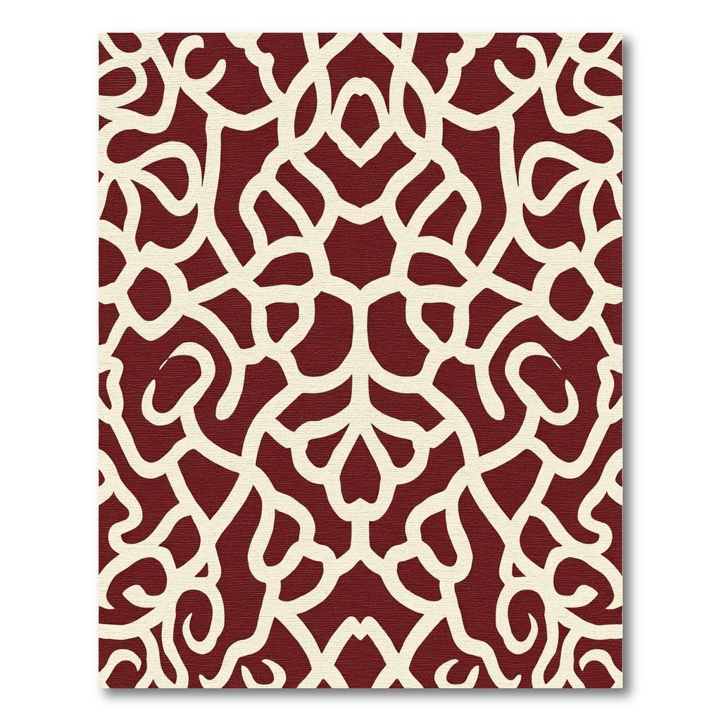 Crimson Ivory Intertwined Vine Rug