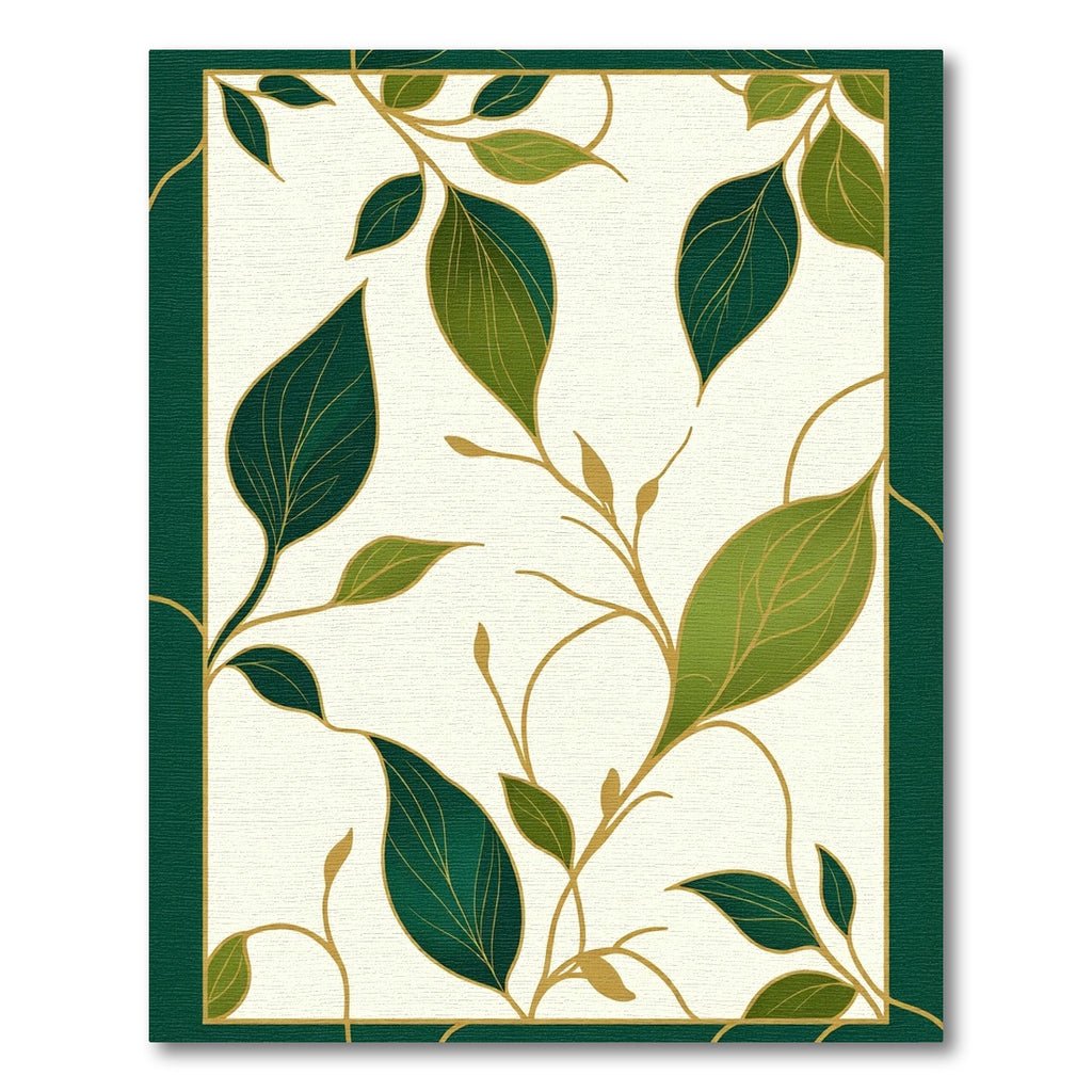 Elegant Emerald Leaf Vine Swirls Rug