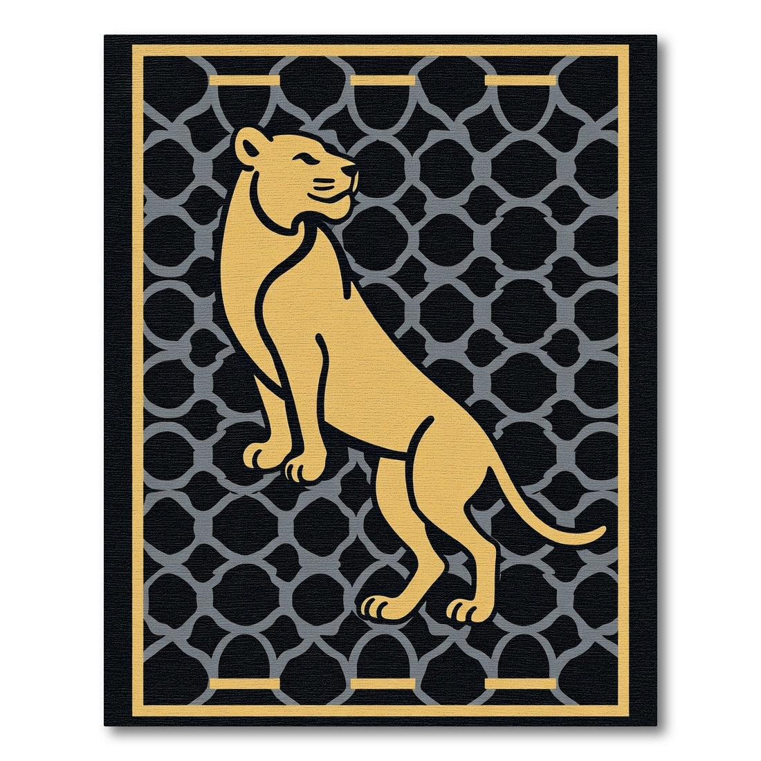 Golden Lion Geometric Lattice Art Rug