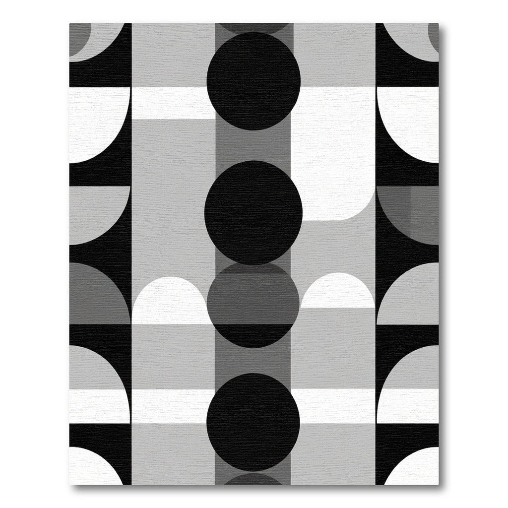 Monochrome Geometric MidCentury Modern Circles Rug