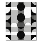 Monochrome Geometric MidCentury Modern Circles Rug
