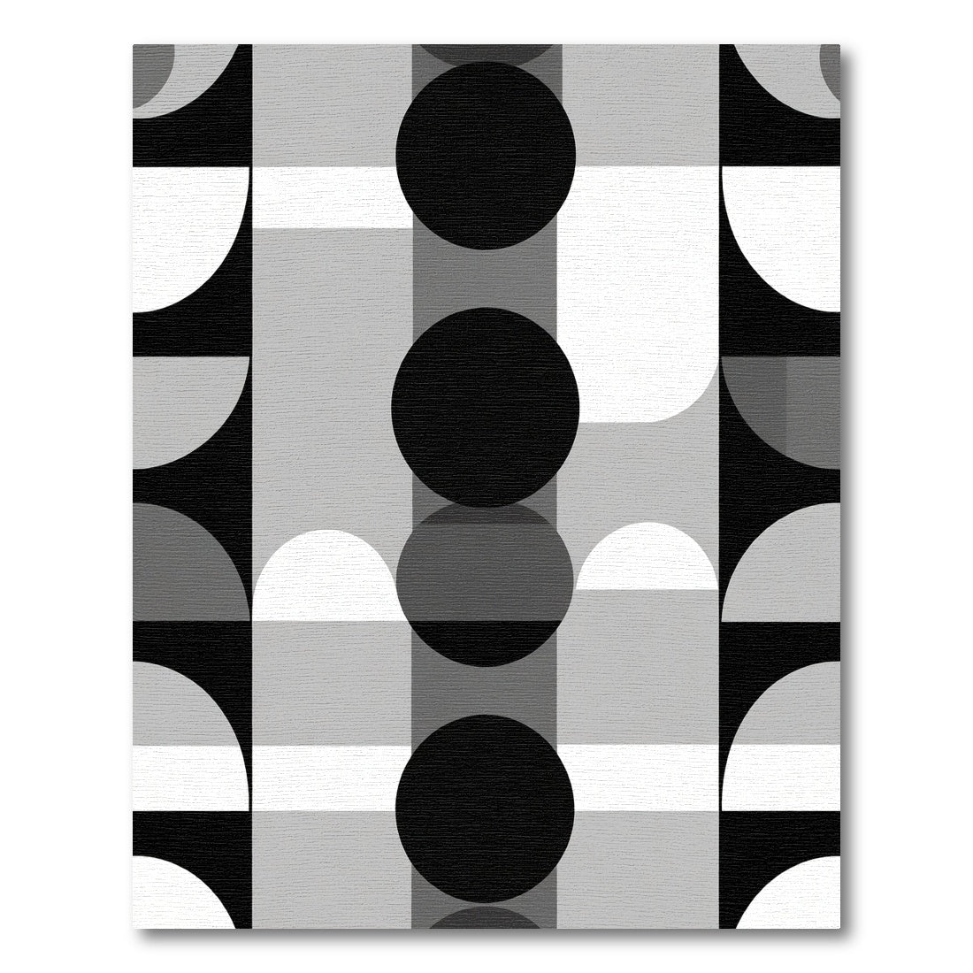 Monochrome Geometric MidCentury Modern Circles Rug