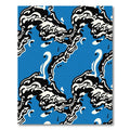 Abstract Blue Black White Swan Shapes Rug