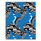 Abstract Blue Black White Swan Shapes Rug